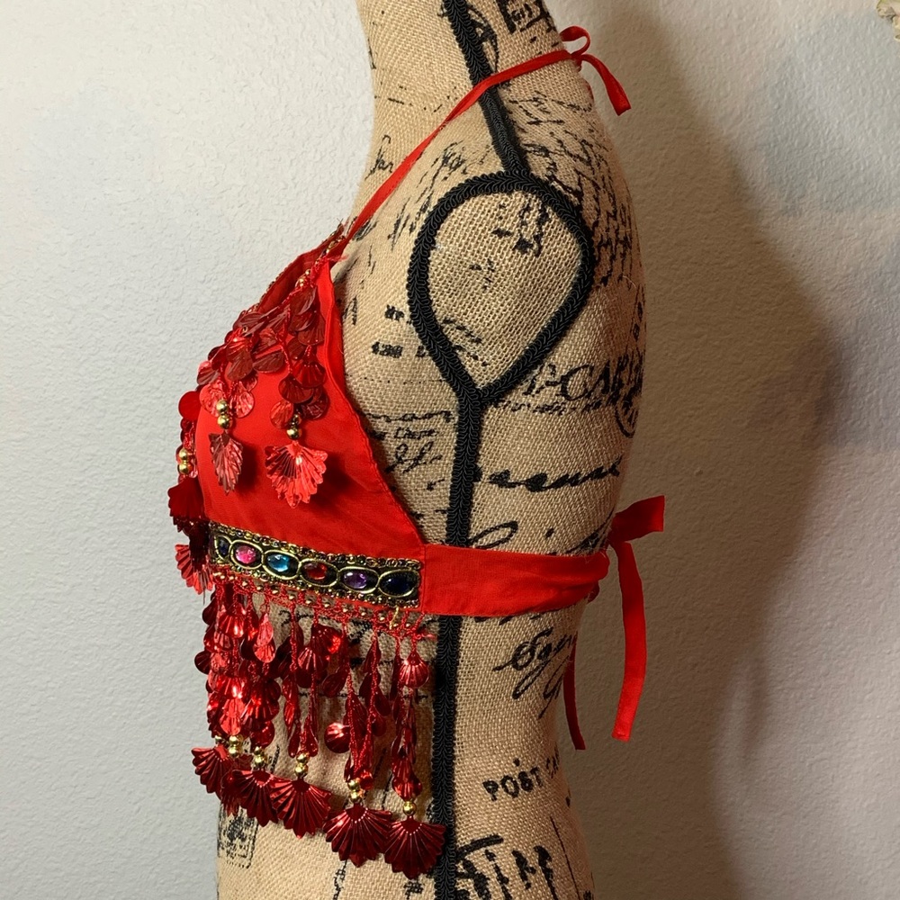 NWOT Beaded Jeweled Boho Belly Dancer Top - Picture 7 of 8